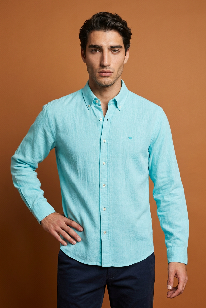 Normal Collar Linen Shirt