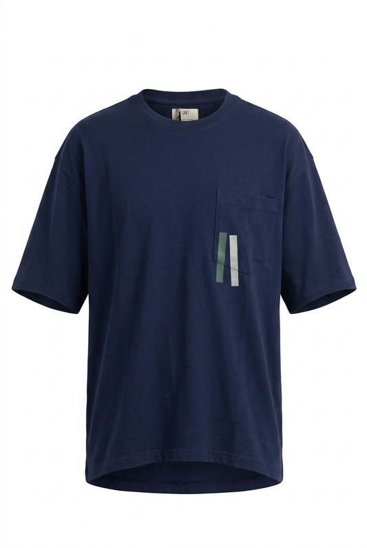 Round Neck Tee Navy - flat