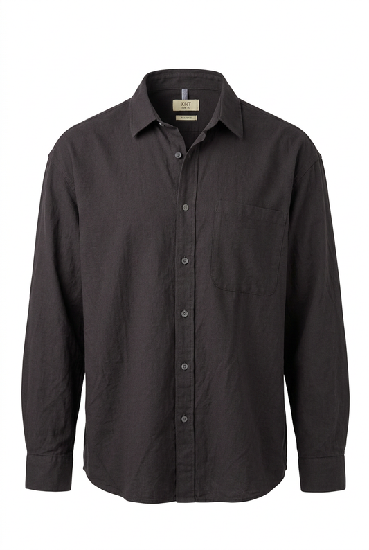 Basic Cotton Shirt Black - flat