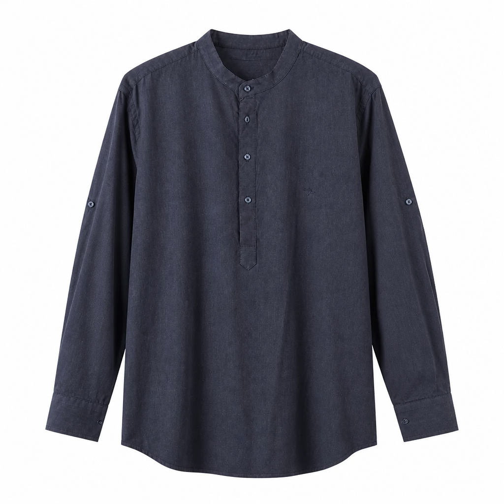 Half Button Chinese Collar Linen Shirt