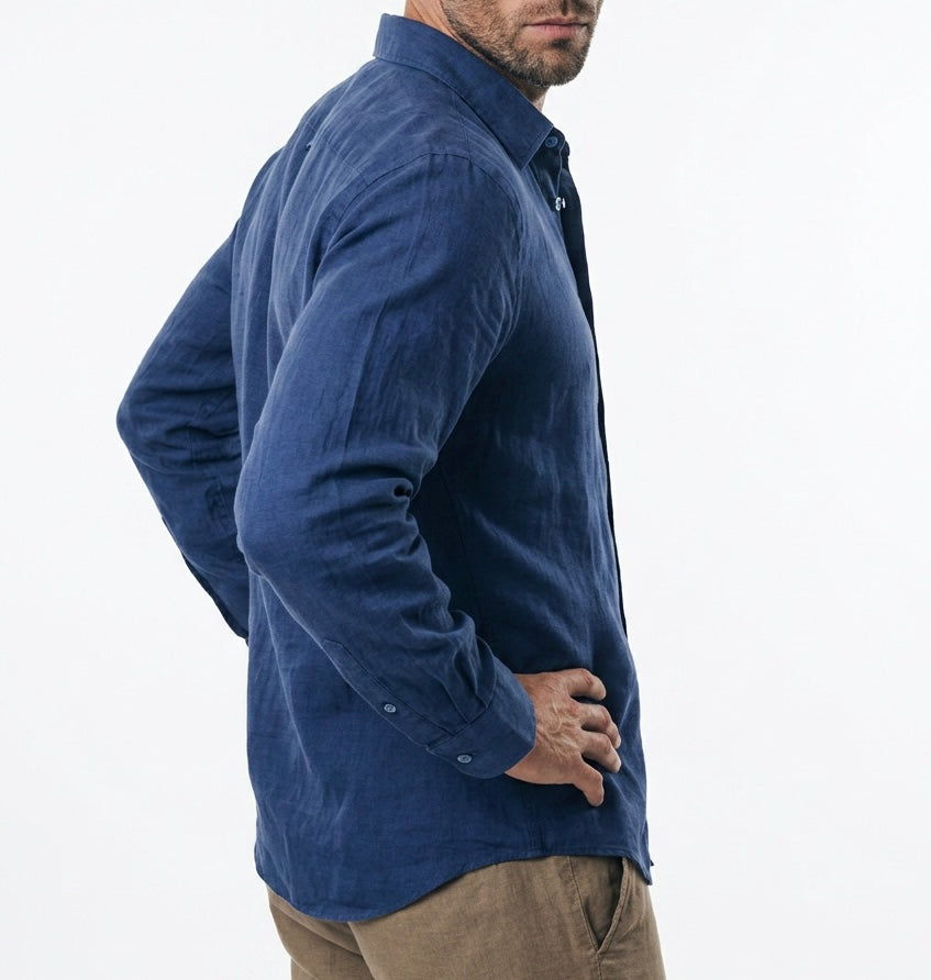 Basic Cotton Shirt Navy - model