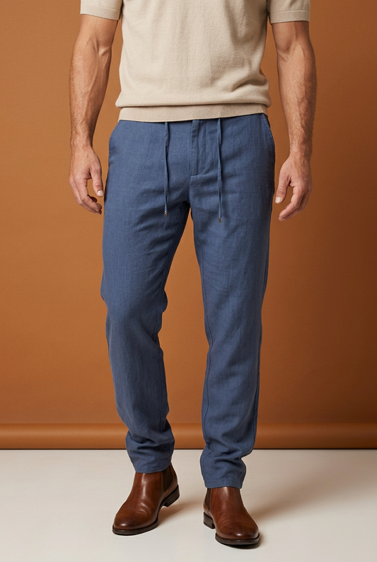 Loose Pants Petrol Blue - model