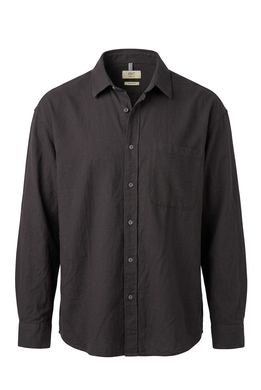 Basic Cotton Shirt Black - flat