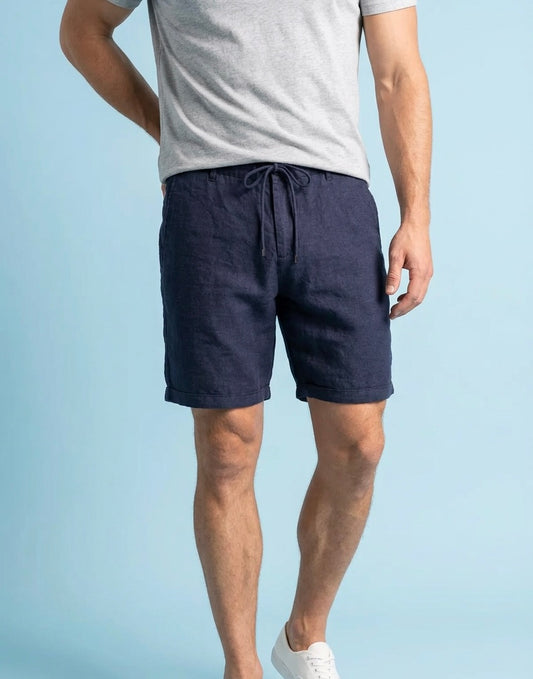 Loose Fit Linen Short Navy